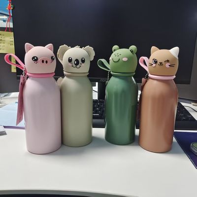 良い価格 16oz Eco-Friendly Insulated Stainless Steel Water Bottle with Cute Removable Animal Head for Kids and Teens オンライン