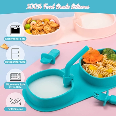 良い価格 FDAのMicrowaveableシリコーンのディナー・ウェア セット、ふたが付いている無臭の吸引の版 オンライン