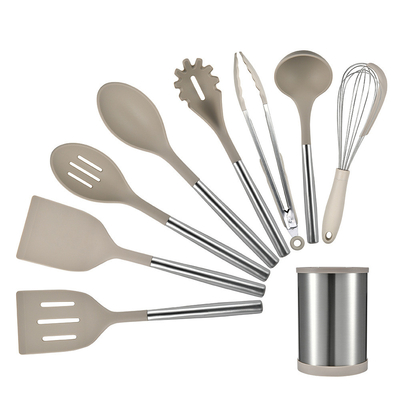 良い価格 9pcs シリコン キッチン用具 セット ステンレス鋼のハンドル トナータング,スパトゥラ,スプーンブラシ オンライン