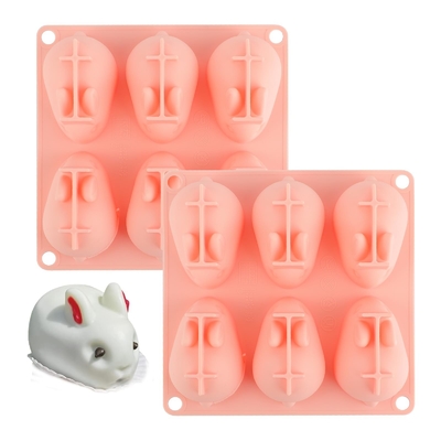 良い価格 3D ミニ シリコン 焼物 模具 モーセケーキ ファンダン 石けん アイスクリーム チョコレート キャンディー ウサギ 模具 6 腔 オンライン