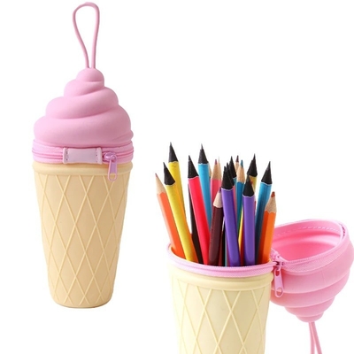 可愛いアイスクリーム シリコン鉛筆 ケース 鉛筆 ポケット 文具 学生のためのペンホルダー 学校用品 クリスマスプレゼント