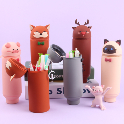 多用性2イン1 シリコン鉛筆ホルダー ポケット 清掃が簡単 学校用 事務用品 子供用文具 クリスマスプレゼント
