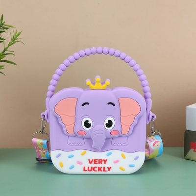 小さい女の子の象 チェンストラップ付きのクロスボディバッグ シリコン樹脂 小児用ハンドバッグ ミニカジュアルメッセンジャー 肩バッグ