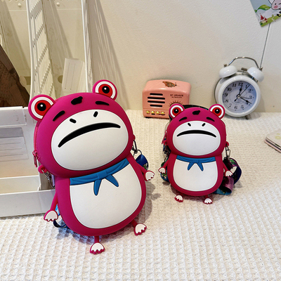 カエル カスタマイズされたシリコン鉛筆ケース クロスボディ 肩バッグ 子供のハンドバッグ ポップバッグ バッグ 学校用品 誕生日プレゼント