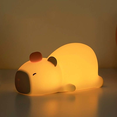 カピバラ 夜灯 子供用 動物用 シリコン 夜灯 USB 充電可能なタッチコントロール 調節可能なタイマー付き ベッドサイドランプ