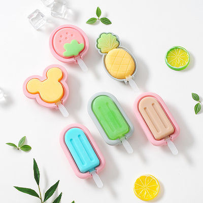 シリコンポップスイカ模具 可愛いアイスポップスイカ再利用式ケーキポップスイカ 蓋付きポップスイカスティック 簡単に放出できるBPAフリーアニメアイスクリーム模具 子供向け