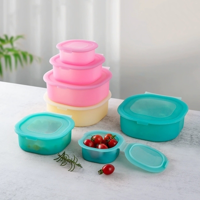 良い価格 3パック方形シリコン食品貯蔵容器 食品グレード,BPAフリー,マイクロ波式および洗碗機安全,漏れ防止の蓋,スペース節約の積み重ね可能な設計 健康的な食事準備,子供のための理想的な オンライン