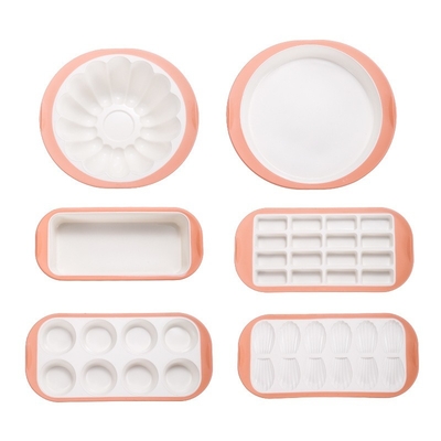 良い価格 シリコンパンセット - 6PCS スタック可能な非粘着式パンセット 握り柄と金属強化フレーム: 丸いケーキパン,四角パン,パンパン,マフィン模具 オンライン
