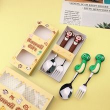 Cartoon Animal Silicone Spoon & Fork Set | 12 Chinese Zodiac Designs | 304 Stainless Steel & Food-Grade Silicone | Custom Colors & Personalized